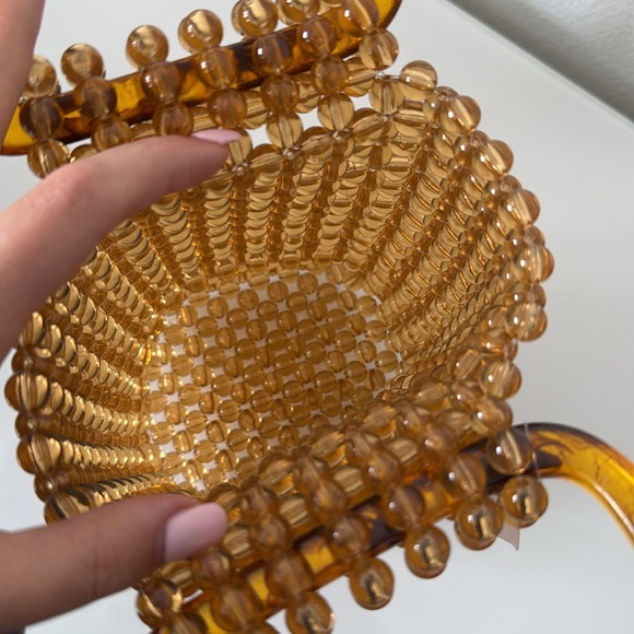 Honey Colored Beaded Acrylic Handmade Handbag - Picture 6 of 10